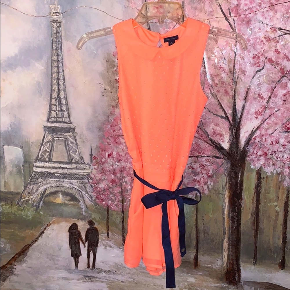 Tommyโs Hilfiger bright orange romper NWOT sz 8-10 M